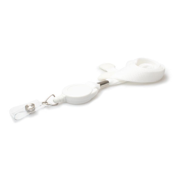 Bilde av White 16 mm tubular breakaway lanyards with attached yoyo card reel and clear vinyl strap. 60270642 (DE,SE,NO,FI,RO,PL)