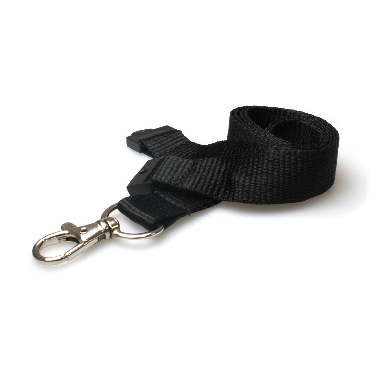 Billede af Sort Lanyard / Halssnor / Keyhanger / Nøglesnor / Halsrem 20 mm med metal karabinhage. Breakaway / break-away. 60270741